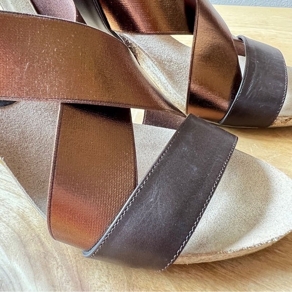 ANYI LU SLINGBACK SANDAL PUMP 8 STRAPPY BRONZE COPPER SLIP ON ELEGANT HEEL CHIC - Picture 5 of 10